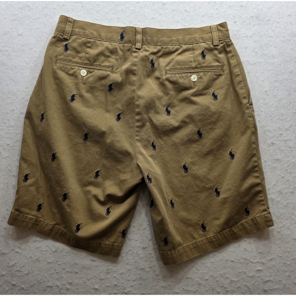 Polo Ralph Lauren Men's Brown w Embroidered Blue Ponies Chino Shorts. Size 32 - Picture 3 of 7